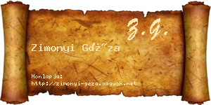 Zimonyi Géza névjegykártya